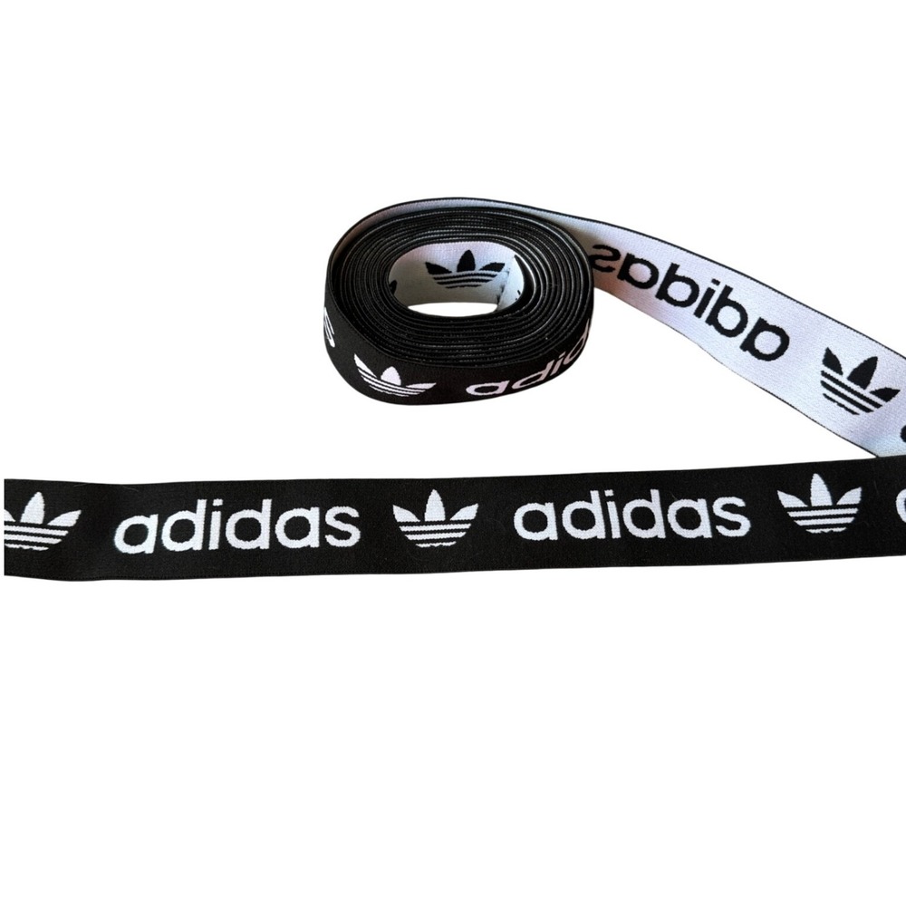 Adidas Originals Trefoil Logo Elastic‎ Trim Black 1.5 x 135 Inch Custom Rework